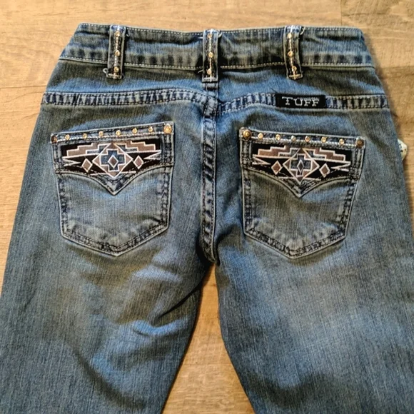 COWGIRL TUFF Sonora bootcut blingy Aztec embroidered blue jeans JS0N0R sz 24x33L - Picture 4 of 15
